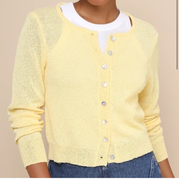 Lulus Sweaters - Pristinely Cute Lulus Light Yellow Button-Up Cardigan